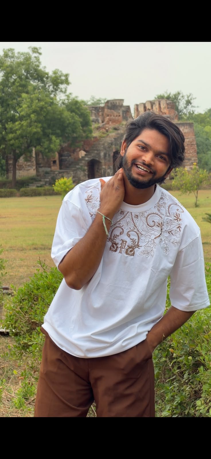 Cream Textured Relaxed Shirt